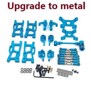 Wltoys 124007 RC Car Vehicle spare parts 9-In-one upgrade to metal parts kit (Blue) - Click Image to Close