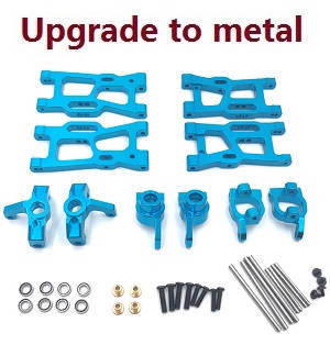 Wltoys 124007 RC Car Vehicle spare parts 6-In-one upgrade to metal parts kit (Blue) - Click Image to Close