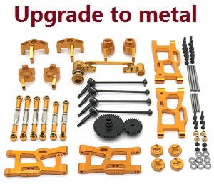 Wltoys 124007 RC Car Vehicle spare parts 11-In-one upgrade to metal parts kit (Gold)