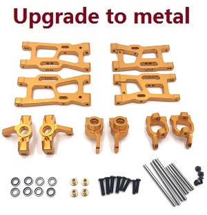 Wltoys 124007 RC Car Vehicle spare parts 6-In-one upgrade to metal parts kit (Gold) - Click Image to Close