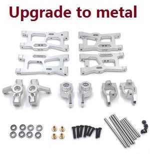 Wltoys 124007 RC Car Vehicle spare parts 6-In-one upgrade to metal parts kit (Silver)