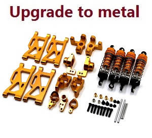 Wltoys 124007 RC Car Vehicle spare parts 6-In-one upgrade to metal parts kit (Gold) - Click Image to Close