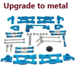 Wltoys 124007 RC Car Vehicle spare parts 11-In-one upgrade to metal parts kit (Blue) - Click Image to Close