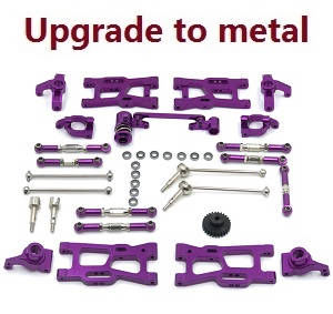 Wltoys 124007 RC Car Vehicle spare parts 11-In-one upgrade to metal parts kit (Purple) - Click Image to Close