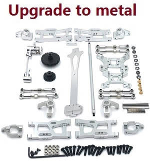 Wltoys 124007 RC Car Vehicle spare parts 12-In-one upgrade to metal parts kit (Silver)