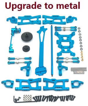 Wltoys 124007 RC Car Vehicle spare parts 12-In-one upgrade to metal parts kit (Blue)