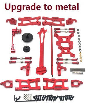 Wltoys 124007 RC Car Vehicle spare parts 12-In-one upgrade to metal parts kit (Red)