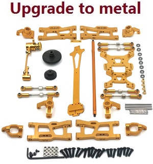 Wltoys 124007 RC Car Vehicle spare parts 12-In-one upgrade to metal parts kit (Gold) - Click Image to Close