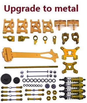 Wltoys 124007 RC Car Vehicle spare parts 17-In-one upgrade to metal parts kit (Gold)