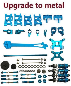 Wltoys 124007 RC Car Vehicle spare parts 17-In-one upgrade to metal parts kit (Blue) - Click Image to Close
