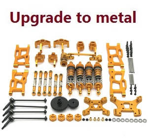 Wltoys 124007 RC Car Vehicle spare parts 13-In-one upgrade to metal parts kit (Gold)