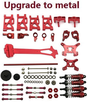 Wltoys 124007 RC Car Vehicle spare parts 17-In-one upgrade to metal parts kit (Red)