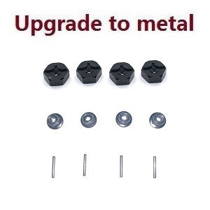 Wltoys 124007 RC Car Vehicle spare parts hexagon wheels seat + fixed small bar + M3 nuts (Metal Black) - Click Image to Close