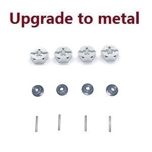 Wltoys 124007 RC Car Vehicle spare parts hexagon wheels seat + fixed small bar + M3 nuts (Metal Silver) - Click Image to Close