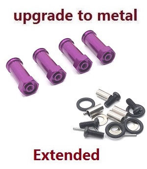 Wltoys 124007 RC Car Vehicle spare parts 30mm extension 12mm hexagonal hub drive adapter combination coupler (Metal) Purple