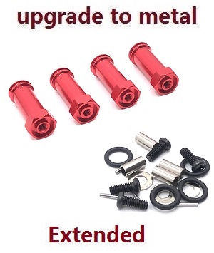 Wltoys 124007 RC Car Vehicle spare parts 30mm extension 12mm hexagonal hub drive adapter combination coupler (Metal) Red - Click Image to Close