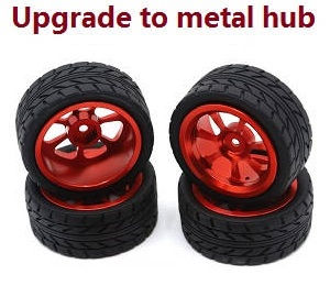 Wltoys 124007 RC Car Vehicle spare parts upgrade to metal hub tires (Red) - Click Image to Close