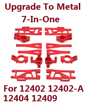 Wltoys 12401 12402 12402-A 12403 12404 RC Car spare parts todayrc toys listing upgrade to metal 7-In-One group (metal Red color)