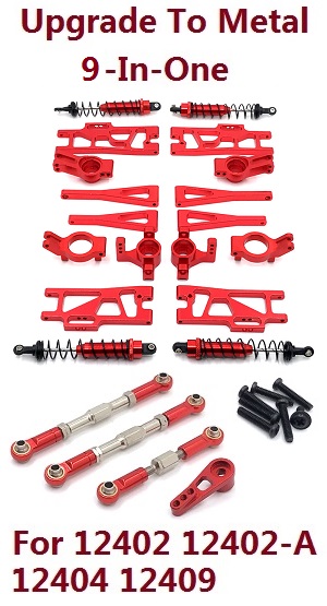 Wltoys 12401 12402 12402-A 12403 12404 RC Car spare parts todayrc toys listing upgrade to metal upgrade to metal 9-In-One group (metal Red color)