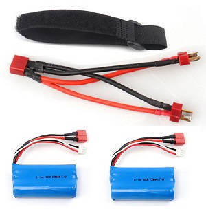 Wltoys 12401 12402 12402-A 12403 12404 RC Car spare parts todayrc toys listing parallel connection line and velcro + 2*7.4V 1500mAh battery
