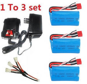 Wltoys 12401 12402 12402-A 12403 12404 RC Car spare parts todayrc toys listing 1 to 3 charger set + 3*7.4V 1500mAh battery set