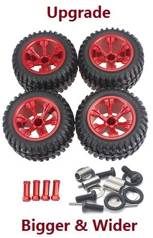 Wltoys 12401 12402 12402-A 12403 12404 RC Car spare parts todayrc toys listing upgrade tires 4pcs (Red)