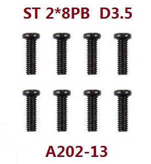 Wltoys 12401 12402 12402-A 12403 12404 RC Car spare parts todayrc toys listing screws 2*8PB A202-13
