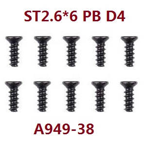 Wltoys 124012 124011 RC Car spare parts todayrc toys listing round head self tapping screws 2.6*6 A949-38 - Click Image to Close