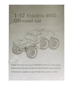 Wltoys 124012 124011 RC Car spare parts todayrc toys listing English manual book