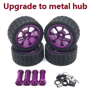 Wltoys XK 144010 RC Car spare parts todayrc toys listing front and rear tires with hexagon adapter set (Metal) Purple