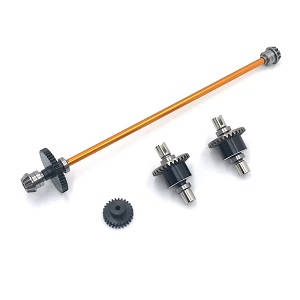Wltoys 124018 RC Car spare parts todayrc toys listing main drving shaft with gears and differential module Metal Gold - Click Image to Close