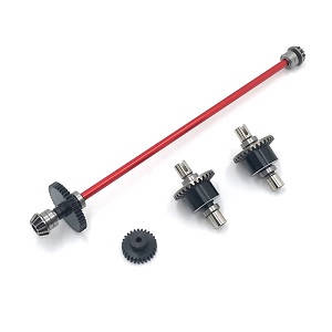 Wltoys 144001 RC Car spare parts todayrc toys listing main drving shaft with gears and differential module Metal Red - Click Image to Close