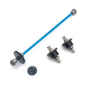 Wltoys 124018 RC Car spare parts todayrc toys listing main drving shaft with gears and differential module Metal Blue