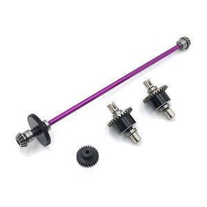 Wltoys 144002 RC Car spare parts todayrc toys listing main drving shaft with gears and differential module Metal Purple - Click Image to Close