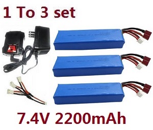 *** Today's deal *** Wltoys 124016 RC Car spare parts balance charger box and charger + 1 to 3 charger wire + 3*7.4V 2200mAh battery set