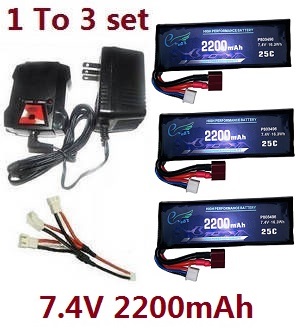 *** Today's deal *** Wltoys 124019 RC Car spare parts balance charger box and charger + 1 to 3 charger wire + 3*7.4V 2200mAh battery set
