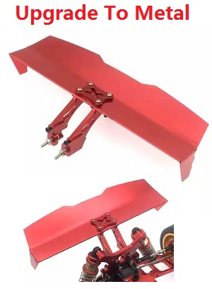 Wltoys XK 144010 RC Car spare parts upgrade to metal tail wing and fixed seat set (Red) - Click Image to Close