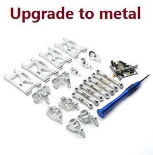 Wltoys 144001 RC Car spare parts todayrc toys listing 7-IN-1 upgrade to metal kit Silver - Click Image to Close