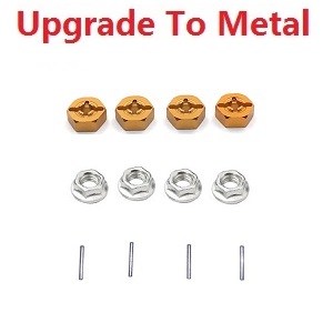 Wltoys 12428 12427 12428-A 12427-A 12428-B 12427-B 12428-C 12427-C RC Car spare parts todayrc toys listing upgrade to metal hexagon wheel seat + fixed iron bar + M4 flange nuts Gold