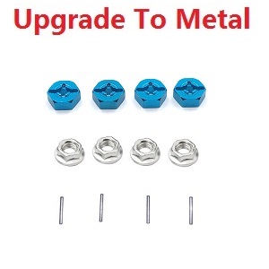 Wltoys 12428 12427 12428-A 12427-A 12428-B 12427-B 12428-C 12427-C RC Car spare parts todayrc toys listing upgrade to metal hexagon wheel seat + fixed iron bar + M4 flange nuts Blue