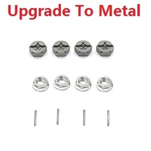 Wltoys 12428 12427 12428-A 12427-A 12428-B 12427-B 12428-C 12427-C RC Car spare parts todayrc toys listing upgrade to metal hexagon wheel seat + fixed iron bar + M4 flange nuts Titanium color