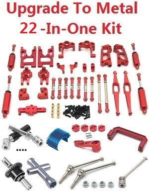 Wltoys 12428 12427 12428-A 12427-A 12428-B 12427-B 12428-C 12427-C RC Car spare parts todayrc toys listing upgrade to metal parts group 22-In-One Kit Red