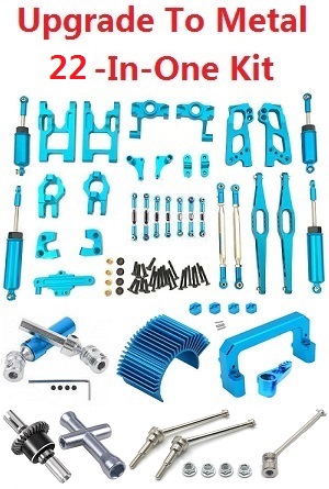 Wltoys 12428 12427 12428-A 12427-A 12428-B 12427-B 12428-C 12427-C RC Car spare parts todayrc toys listing upgrade to metal parts group 22-In-One Kit Blue