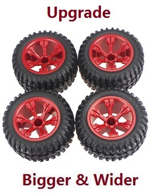 Wltoys 12429 RC Car spare parts todayrc toys listing upgrade tires 4pcs Red more bigger and wider - Click Image to Close