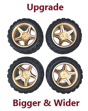 Wltoys 12429 RC Car spare parts todayrc toys listing upgrade tires 4pcs Gold more bigger and wider - Click Image to Close