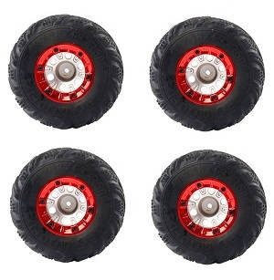 Wltoys 12628 RC Car spare parts todayrc toys listing tires 4pcs Red - Click Image to Close