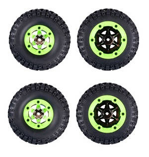 Wltoys 12628 RC Car spare parts todayrc toys listing tires 4pcs Green - Click Image to Close