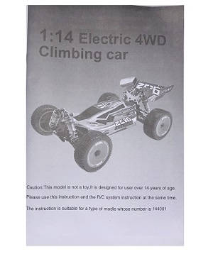 Wltoys 144001 RC Car spare parts todayrc toys listing English manual book