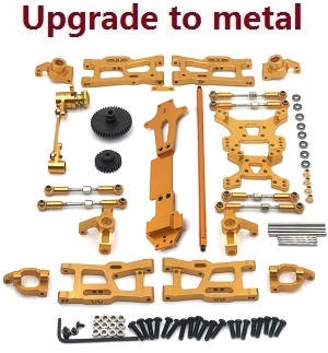 Wltoys 144001 RC Car spare parts todayrc toys listing 12-IN-1 upgrade to metal kit Gold - Click Image to Close