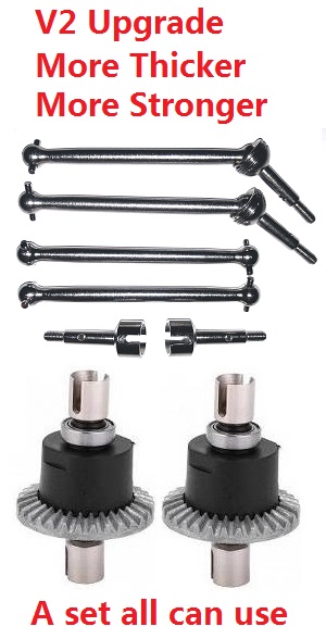 *** Special *** Wltoys XK 144002 RC Car spare parts 2*differential mechanism + front drive shaft CVD set + rear dog bone and wheel shaft upgrade more thicker and stronger (V2) all can use